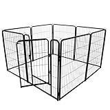 LZQ Welpenauslauf Welpenlaufstall DIY, Laufstall Hund faltbar mit Tür, Hundelaufstall für Wohnung 8 Gitterplatten je 80 x 65 cm für Hunde Wohnung & Garten
