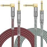 OTraki 2 Stück Gitarrenkabel 3M Gitarren Instrumentenkabel mit 6.3mm Guitar Cables Geräuschloses Gitarre Kabel Gitarreneffekte Gitarren Klinkenpatchkabel