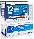 12x Corona Schnelltest Neue Variante 2024 Test Covid-19 Selbsttest Nasales Antigentest auf SARS-CoV-2 für zu Hause zur Eigenanwendung - 12 Stück Einzelverpackt