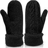 Handschuhe Damen Winter Warme, Winterhandschuhe Damen, Handschuhe Damen Winter Warm Warme Strick Fäustlinge, Winterhandschuhe Strickhandschuhe, Wintergeschenke Outdoor für Männer und Frauen（Schwarz）