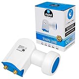 hb-digital Twin Ultra LNB NW LNC für 2 Teilnehmer/Receiver [2X Test Sehr gut] Direktanschluss zum Satellitenempfang Full HDTV 3D 4K Weiss White vergoldete Kontakte - Wetterschutzkappe (schiebbar)