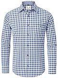 AMZHOTER Trachtenhemd Herren Oktoberfest Hemd Kariertes Hemd Outfit Langarm Trachten Hemden für Herren Tracht Blau Trachtenhemden Kurzarm Karohemd Freizeithemd Baumwolle XL