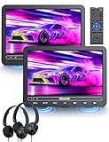 GOnavidio DVD Player Auto 2 Bildschirme 10,5' Mit 5 Stunden Akku 2 Kopfhörern Tragbarer Auto DVD Player Fernseher für Kinder TV, Unterstützt USB/SD, Regionsfrei (1 Player + 1 Monitor)