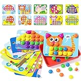 AMOSTING Steckspiel ab 2, Kinderspiele zum Lernen von Farben, Spielzeug ab 2 und 3 Jahre, 20 Bildvorlagen