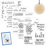 Silikonstempel Sprüche Deutsch Stempel Silikon 5 Blätter Clear Stamps Silikon Stempel für DIY Dekoration Bullet Journal Scrapbooking Tiere und Blumen Stempelset