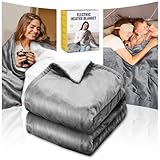 Qfun Doppelseitig Heizdecke mit Abschaltautomatik 180x100cm, Schnelles Aufheizen Wärmedecke Elektrische mit 6 Temperaturstufen, 4 Timer, Waschbar Heated Blanket Kuscheldecke, Überhitzungsschutz