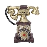 HERCHR Retro-Telefon-Dekoration, Harz-Wähltelefon-Dekoration, Vintage-Antik-Telefon, Antike Festnetz-Telefon-Dekoration Für Zuhause(Braun)