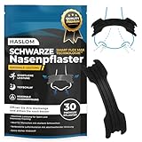 Haslom® 30 Premium Nasenpflaster Schwarz Performance, gegen Schnarchen, Maximale Haftung für Sport und Schlaf, Höhere Steifigkeit für stärkere Nasenöffnung,Verstärkter Kleber gegen starkes Schwitzen