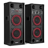 Fenton SPK-208 PA Anlage Aktiv Komplettset 800 Watt – Party Lautsprecher Paar mit Bluetooth & USB – DJ Anlage Boxen Musik – 2X 8 Doppel-Woofer Standlautsprecher – Musikbox Groß für Karaoke & Events