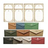 LABRIMP 10Sätze Farbige Einladungsumschläge mit Verschiedenen Designs und Schreibpapier für Hochzeiten Partys Geburtstage und Besondere Anlässe Langlebig und Ansprechend