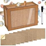 Alyvisun Spardose Holz mit Marker Aufklebern, Sparbüchse mit Zähler 5000€ Wiederverwendbare Geldkassette Holzspardose mit Sparziel zum Ankreuzen Sparbox Geldsparbox Cash Box €500-€10000 Ziel