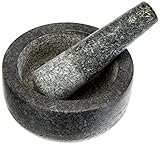 JADE TEMPLE 17028 Steinmörser mit Stößel im Set, effektives und einfaches mörsern, aus massivem Granit mit 14 cm Durchmesser und 7,7 cm Höhe, Grau