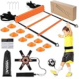 Yissvic Fussball Trainingszubehör Koordinationsleiter Fussball Geschenke Jungen Trainingsset 6m mit Kick Trainer 10 Hütchen 4 Erdnägel
