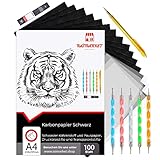 100 Blatt schwarzes Kohle Transferpapier Graphitpapier mit Prägestift-Set und Druckbleistift für Holz, Papier, Segeltuch etc. von Raimarket | Premium Quality Carbon Paper