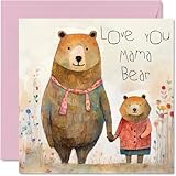 Stuff4 Herzliche Muttertagskarten für Mama – Mama Bär – Happy Birthday Karte für Mama von Tochter Sohn, Geburtstagsgeschenke für Mama, 145 mm x 145 mm, Muttertags-Grußkarten für Mama, Mama