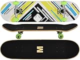MAXOfit Skateboard Ahorn 31 Zoll mit verschiedenen Designs und hochwertigen Aluminium Achsen, ABEC 11 Kugellager (Charisma Green)
