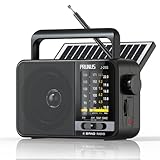 PRUNUS J-25S FM AM SW Weltempfänger Radio, Solar Radio mit Akku 1800mAh, Kofferradio mit Großem Lautsprecher, Exzellentem Empfang, Einfach Transistorradio für Senioren.