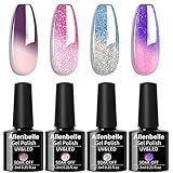 Allenbelle UV Nagellack Thermo Set 4 Farben Mit Geschenkbox,Gel Nagellack Farbwechsel Shellac Set Uv Gel Nail Art,Soak Off Uv Thermo Nagellac 016 …