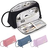 Calish Federmäppchen Mädchen Grossem Pencil Case Mäppchen Teenager Mäppchen Aesthetic für Middle High School College Büro (Schwarz)
