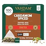 VAHDAM Kardamom Masala Chai Tee | 100 Pyramidenteebeutel | Indischer Schwarzer Tee mit Zerkleinertem| Original Kardamom Chai-Mischung aus Indien | 100% Natürlich