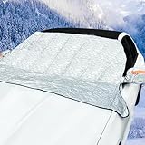 Frontscheibenabdeckung Winter Magnet, Dick Windschutzscheibenabdeckung mit Spiegelschuz,Scheibenabdeckung Auto Winter, Eisschutz Auto Frontscheibe Schneeabdeckung für SUV gegen Frost Sonne, 161x143cm