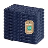 Lavea 10er Set Waschhandschuh 15x21 cm – Saugstarke und Weiche Waschhandschuhe aus 100% Baumwolle, Frottierserie Elena – Waschbar und Strapazierfähig – Navy
