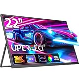 UPERFECT Portable Monitor 2K 22 Zoll Tragbarer Bildschirm mit 2560 * 1440 IPS Screen Integrierter Halterung Mini HDMI USB C für PC Laptop Handy Xbo Switch, VESA-kompatibel