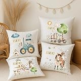 wolga-kreativ personalisiertes Kuschelkissen Kinder – Bauernhof-Motive mit Namen – Traktor, Tiere & Dorf – Geschenk für Jungen und Mädchen – Flauschiges Babykissen – Bedruckt in Deutschland