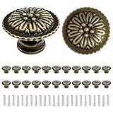 FIHODONE Schubladenknöpfe Antik Bronze 25 mm 24 Stück Kleine Vintage Türknäufe Runde Schubladengriffe mit Schrauben für Schrank Schrank Kleiderschrank