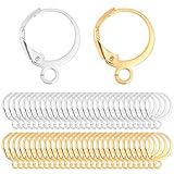 100 Stück Ohrhaken,Mabor Austauschbar Ohrring Haken Silber Gold mit Hebelverschluss Earring Hooks Französische Ohrringhaken Runde Silber Hängende Ohrhaken Gold für DIY Ohrringe Schmuckherstellung
