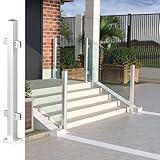 Glasgeländer Pfosten Quadratisches Geländerpfosten-System aus Edelstahl mit Klemme – Glasgeländerpfosten für Balustrade, Zaun, Balkon, Treppe, Terrasse, Pool, Garten, Innen- und Außenbereich