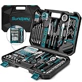 Sundpey 257 tlg Werkzeugkoffer Gefüllt - Universelles Handwerkzeug-Set mit Ratschen & Steckschlüssel, Tragbarer Kompletter Werkzeugkasten in Blau