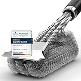 Grillbürste, Grill Reinigungsbürste Edelstahl Schaber, dichte Edelstahlborsten, Extra Langer PP Griff, für Gasgrill, Holzkohlegrill, Kugelgrill, Elektrogril, Grillrost