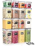 L LONGANCHANG Vorratsdosen mit Deckel Luftdicht Set of 16, BPA frei, Aufbewahrungsbox mit Deckel, Mottensichere Küchen Organizer Cornflakes Müsli Mehl Aufbewahrung, Vorratsbehälter mit Etiketten