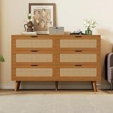 FAYICIC Kommode mit 6 Schubladen, Sideboard Schubladenschrank aus Holz, Schubladenkommode mit Metallgriffe, Sideboard Highboard mit viel Stauraum, Maße: B120/H76.5/T40 cm