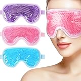 3 Stück Kühlmaske Augen, Wiederverwendbare Gel Gesicht Kühlbrille für Augenringe, Geschwollene, Augenermüdung Lindern, Migräne, Sinusschmerzen
