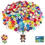 1000 Stück Bunte Knöpfe, Gemischte Farben und Größen Bastelknöpfe, für Kinder DIY, Painting, Geschenk Deko, 9/10/11 cm