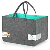 Einkaufskorb, Einkaufstasche mit Henkel, Robust/Gut Verarbeitet/Faltbar Die Filztasche Storage für Outdoor Trips, Picknick, Einkaufen