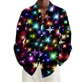 Generisch Glitzer Und Glamour Party Outfit Herren Karneval Hemd Herren Buntes Karneval Kostüm Langarm Slim Fit Glitzerhemd Disco Stretch Hemd Regular Fit Silvester Langarmshirt Freizeithemd