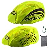 LandJoy Helmüberzug Fahrradhelm Regenschutz Fahrrad Helm Cover Regen mit Reflektoren Elemente, Wasserdicht Windabweisend Atmungsaktiv (2 Stück)