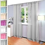 Gräfenstayn 2er-Set Venezia transparente einfarbige Gardine (LxB) 245x140cm mit Schlaufen und Öko-Tex Siegel Standard 100: „Geprüftes Vertrauen“ aus Voile (Grau)