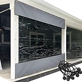 Transparente PVC-Plane für den Außenbereich, mit wasserfesten Seitenteilen, ideal für Pergola, Veranda und Pavillons, inklusive Ösen und Bungee-Bälle, Grau, 7,74 x 2,5 m