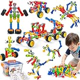 Lypsochaat 125 Stück Konstruktionsspielzeug ab 3 4 5 6 Jahre Jungen Mädchen, Kinder Spielzeug ab 3 4 5 6 Jahre Junge Mädchen, STEM Bauspielzeug Baukasten Kinder, Geburtstagsgeschenk 3-6 Jahre