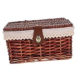 Ciieeo Deckel Aus Rattan Gewebter Aufbewahrungskorb Für Schlafzimmer Und Badezimmer Rustikales Design Kleine Für Staubgeschützte Aufbewahrung