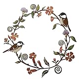 Kleemeiero Türkranz Frühlingskranz Haustür Deko Kranz Outdoor Türschild Kranz mit Blätter Motiv Blumenkranz Deko Ganzjährig Metallkranz Wandkranz 30*29 cm Rostfarbener Kranz für Haustüre Wohnungstüre