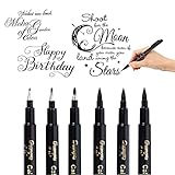 O-Kinee Kalligraphie Stifte Handlettering Stifte Kaligraphiestifte set, 6 Stück Schwarze Fasermaler Pinsel Stift für Schriftzug, Zeichnung, Bullet Journal, Schulnotizen und DIY Geschenke(4 Größen)