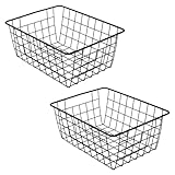 ZOENHOU 2 Stück Aufbewahrungskörbe aus Draht 28 x 22 x 12 cm, Metallkorb, Bad Korb Metall, Offenes Drahtdesign, Wand - Eisen Korb Einhängekorb, für Büro, Küche, Bad, Schwarz