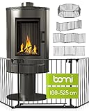 BOMI Kinderschutzgitter Kamin Milo bis 525 cm | XXL Tür: 75 cm Ofengitter | Kinderschutz Kamingitter ohne Bohren | Kaminabsperrung Gitter | Ofen Schutz für Kinder freistehend | Kaminschutzgitter Baby