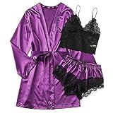 YIzdegg Unterwäsche 3-teiliger Unterwäsche weibliche Unterwäsche Dessous (Purple, XL)