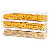 BELLE VOUS 3er-Pack Kunststoff Aufbewahrung für Lebensmittel mit Deckel - 1100ml Nudelbehälter Vorratsdose - 3er Set Vorratsdosen für Nudeln Spaghetti - Nudelbox Dose Behälter